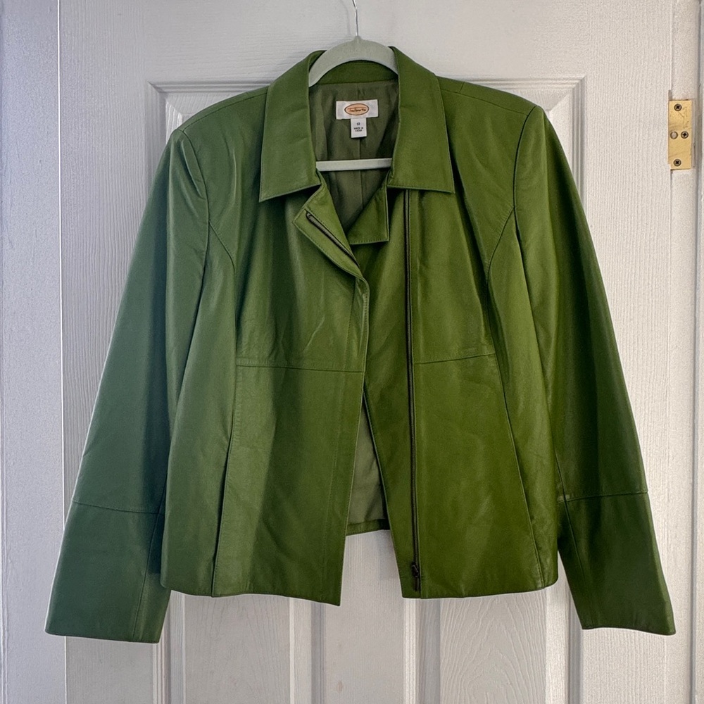 Talbots Women's leather Jacket Green - L to XL - Size 12